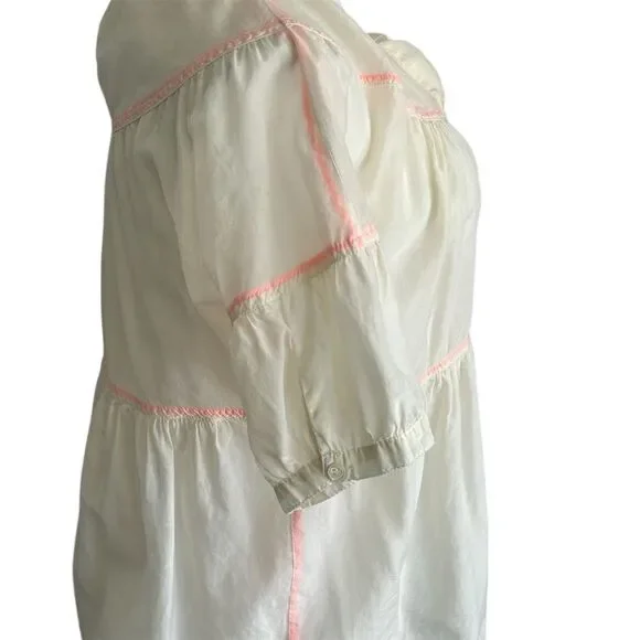 J. Crew Women's Ivory Blouse Size 2 Short Sleeve Casual Top - Picture 4 of 8